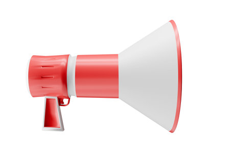 3d render of icon red and white megaphone objectの写真素材
