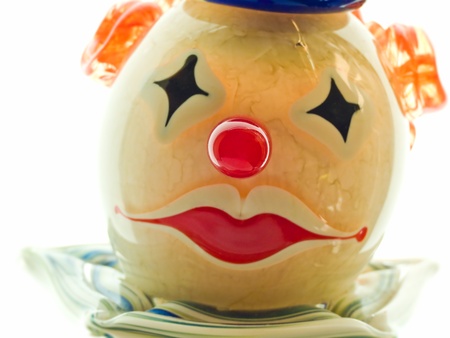 face of toy clown  on white background のeditorial素材