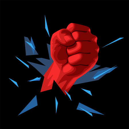 The crushing blow of his fist through the wallのイラスト素材