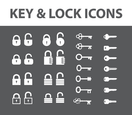 Black keys and locks. Icons set. Vector collection keys and locks.のイラスト素材