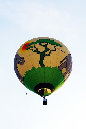 Putrajaya, Malaysia - March 29, 2013 - Michael Brammen (Germany) in flight at the 5th Putrajaya Hot Air Balloon Fiesta 2013のeditorial素材