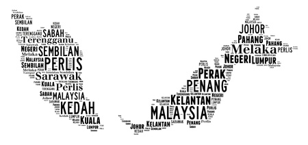 Malaysia map info-text and graphic arrangement concept on white background  word cloud の写真素材