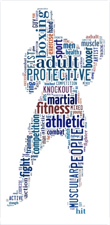 Boxing info-colorful text graphic and arrangement concept on white background  word cloud の写真素材