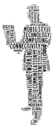 Computing info-text graphic and arrangement concept on white background  word cloud の写真素材