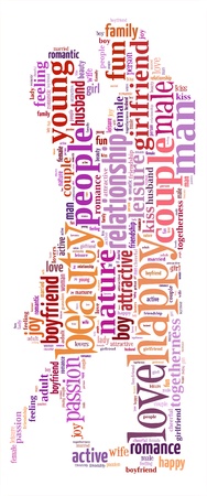 Couple info-colorful text graphic and arrangement concept on white background  word cloud の写真素材