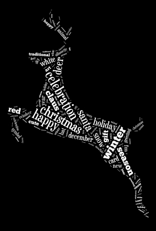 Deer info-text graphic and arrangement composed in deer shape concept on black backgroundの写真素材