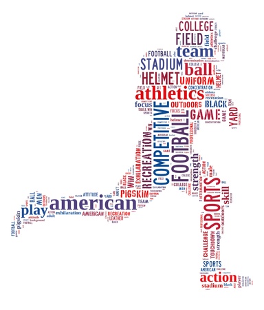 American football player info-text graphic and arrangement concept on white background  word cloud の写真素材