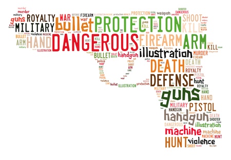 Pistol info-color text graphics composed in pistol shape concept on white backgroundの写真素材