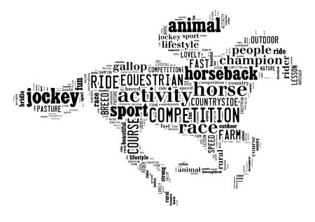 Equestrian info-text graphic and arrangement concept on white background  word cloud の写真素材