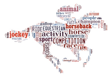 Equestrian info-text graphic and arrangement concept on white background  word cloud の写真素材