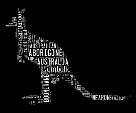 Kangaroo info-text graphic and arrangement composed in kangaroo shape concept on black backgroundの写真素材