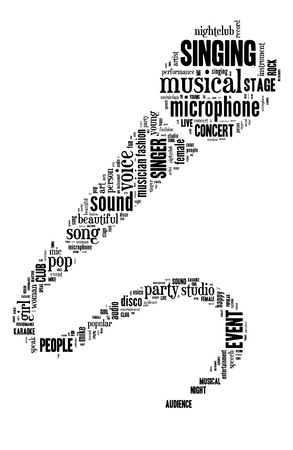 Microphone info-text graphic and arrangement composed in microphone shape concept on white backgroundの写真素材