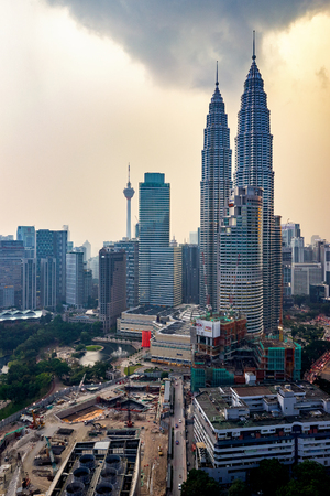 KUALA LUMPUR, MALAYSIA - FEBRUARY 22,2016 : Beautiful dramatic sunset over Kuala Lumpur city skyline, the capital city of Malaysia.のeditorial素材