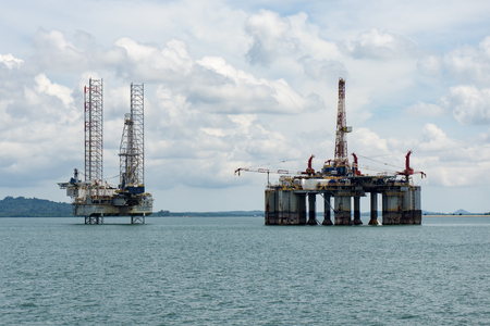 Oil rigs located near the Tangjung Langsat Port in Pasir Gudang, Johor Malaysia.の写真素材