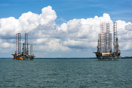 Oil rigs located near the Tangjung Langsat Port in Pasir Gudang, Johor Malaysia.の写真素材