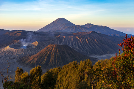 Majestic view of mountains at Bromo Tengger Semeru National Park during sunrise.It is located in East Java, Indonesia,to the east of Malang and to the southeast of Surabaya,the capital of East Java.の写真素材