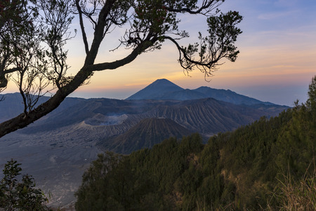 Majestic view of mountains at Bromo Tengger Semeru National Park during sunrise.It is located in East Java, Indonesia,to the east of Malang and to the southeast of Surabaya,the capital of East Java.の写真素材