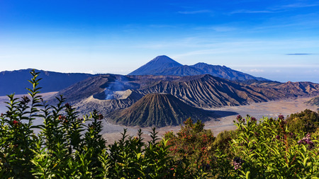 Majestic view of mountains at Bromo Tengger Semeru National Park in the morning.It is located in East Java, Indonesia,to the east of Malang and to the southeast of Surabaya,the capital of East Java.の写真素材
