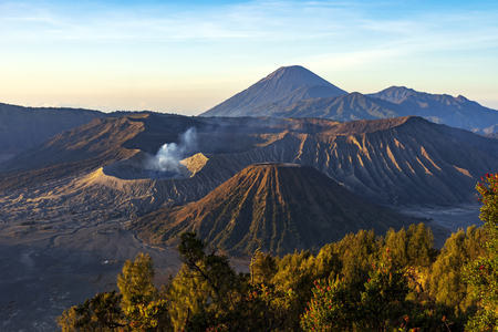 Majestic view of mountains at Bromo Tengger Semeru National Park in the morning.It is located in East Java, Indonesia,to the east of Malang and to the southeast of Surabaya,the capital of East Java.の写真素材