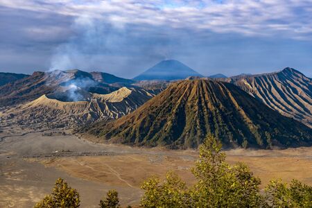 Majestic aerial view of Mount Bromo in Bromo Tengger Semeru National Park in East Java, Indonesia from Penanjakan view point.の写真素材