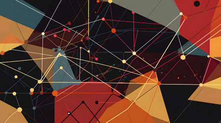 Digital abstract background of cyber matrix world created with Generative AI technologyの素材