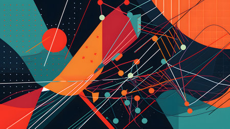 Digital abstract background of cyber matrix world created with Generative AI technologyの素材