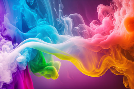 Colorful smoke on a dark background. Abstract background for design.の素材