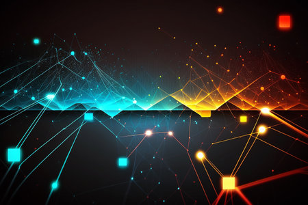 Abstract polygonal background with connecting dots and lines. Vector illustrationの素材
