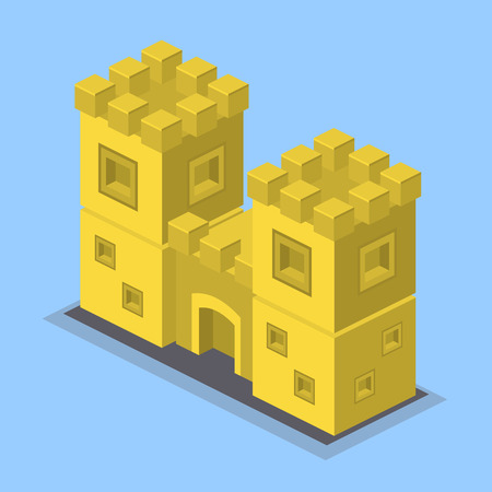 isometric icom castle  architecture app game buildのイラスト素材