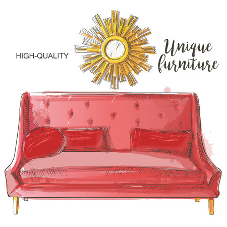 couch mirror frameのイラスト素材