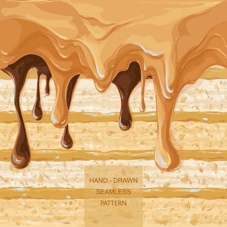 vector syrup drip pattern on cake layersのイラスト素材