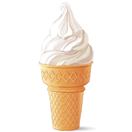 Vector ice cream in waffle coneのイラスト素材