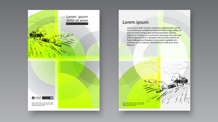 Rural dutch landscape with windmill and wheat field. Set of traditional windmill. Bakery shop, organic agricultural production, ecological food. Vector hand drawn vintage sketch. - Vector illustrationのイラスト素材