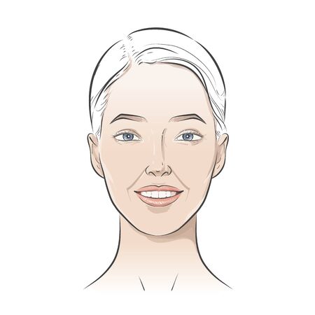 Womens positive emotions, feelings. Girl portrait Avatar.のイラスト素材