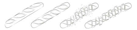 French bread baguette. Long loaf. Rye whole grain baked bread. Vector sketch realistic line vintage illustration.のイラスト素材