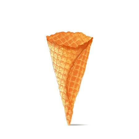 ice-cream scoops in waffle cones with assorted balls of vanilla, citrus, strawberry, mint, chocolate. Vector realistic line illustrationのイラスト素材