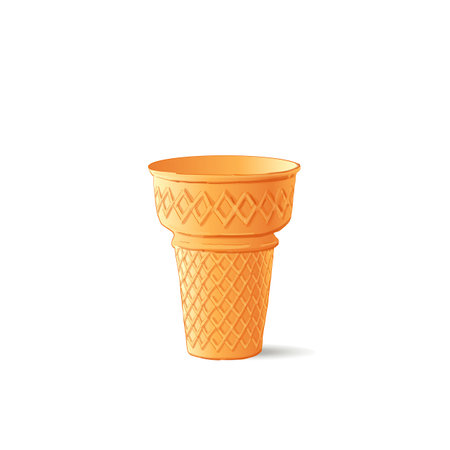 ice-cream scoops in waffle cones with assorted balls of vanilla, citrus, strawberry, mint, chocolate. Vector realistic line illustrationのイラスト素材