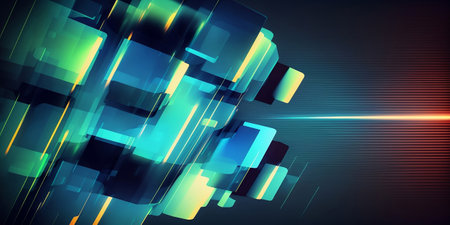 Blue and green abstract background. Technology and futuristic wallpaperの素材
