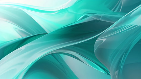 Light green background. Curve and wavy glass texture.の素材