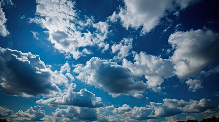 a blue sky filled with lots of white cloudsの素材