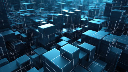 Blue abstract and futuristic technology background with copy spaceの素材