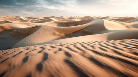 sand dunes in the desert with beautiful skyの素材