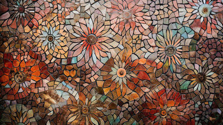 Floral tile texture with intricate patterns and vibrant colorsの素材