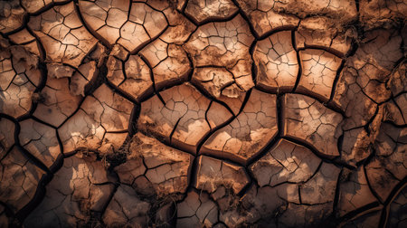 cracked earth texture with ruggedness and unique patternsの素材