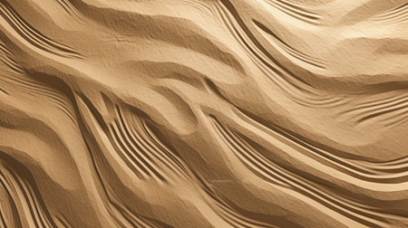 close-up top view of a sandy desert texture with ridges and soft curvesの素材