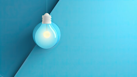 Abstract good idea concept illustration with blue background and copy spaceの素材