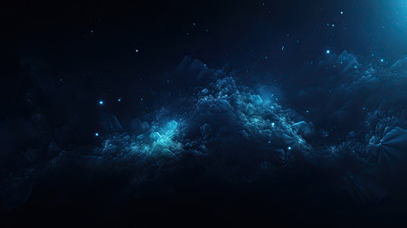 dark blue background with stars and clouds and copy spaceの素材