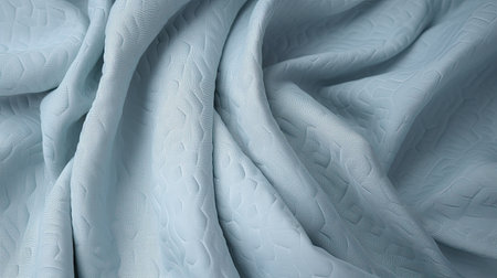 close up view of a light blue fabric background with space for textの素材