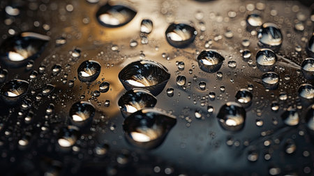 texture of water drops on a smooth surfaceの素材
