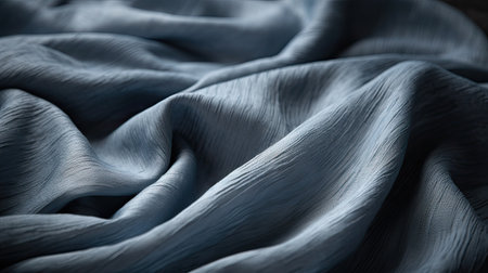 close-up view of a soft fabric blue texture with folds and variations in colorの素材